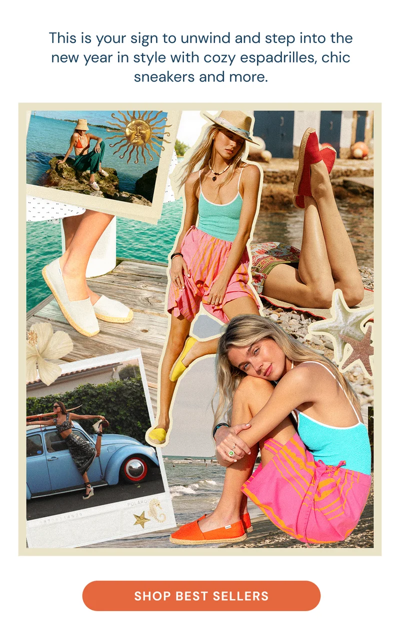 This is your sign to unwind and step into the new year in style with cozy espadrilles, chic sneakers and more.