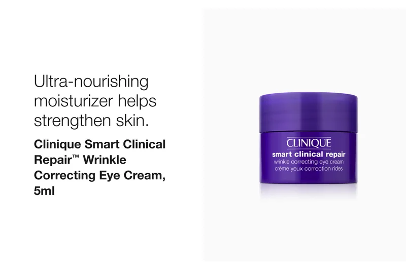 Ultra-nourishing moisturizer helps strengthen skin. | Clinique Smart Clinical Repair™ Wrinkle Correcting Eye Cream, 5ml