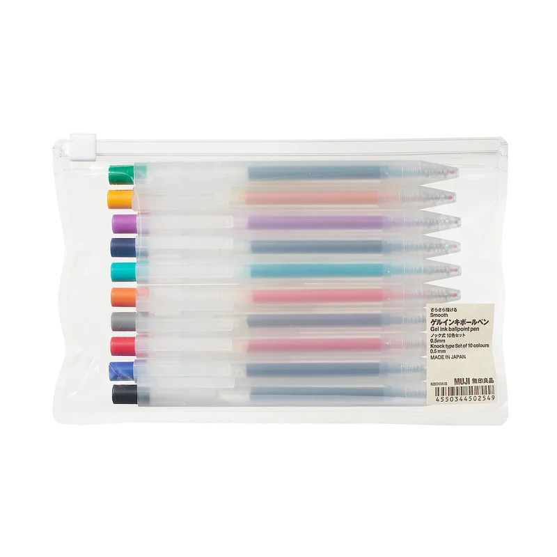 Image of Smooth Gel Ink Ballpoint Knock Pen 10 Color Set 0.5 mm