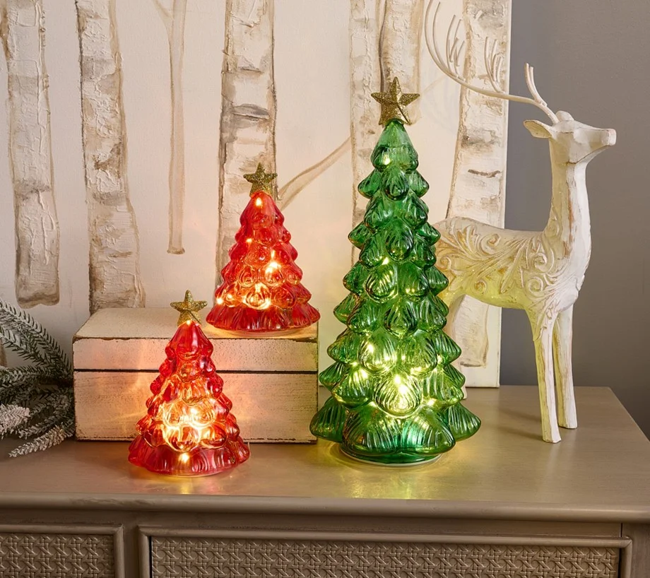 Mr. Christmas Twinkling Glass Nostalgic Tree Collection with Gift Bag
