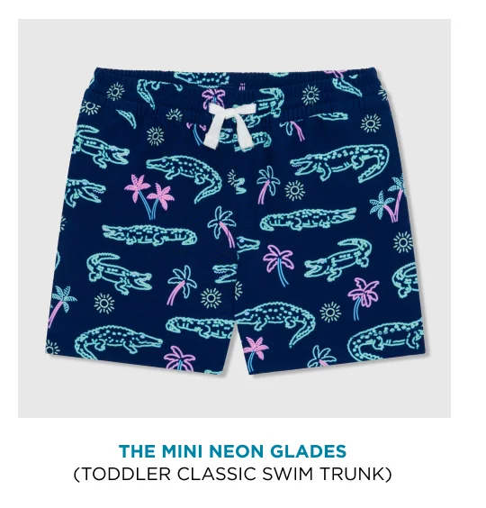 Toddler Classic Swim Trunk: The Mini Neon Glades