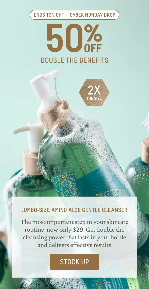 Cyber Monday Exclusive: 50% Off Jumbo Amino Aloe Gentle Cleanser