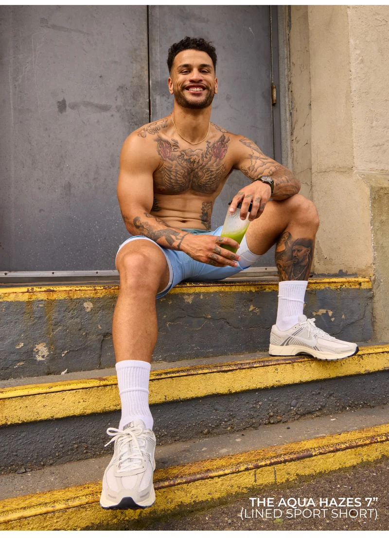 Lined Sport Short: the Aqua Hazes 7"