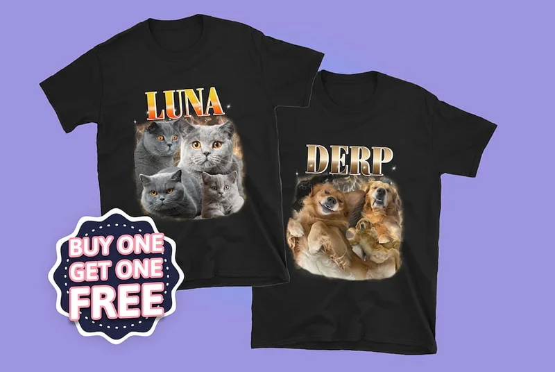 Buy one get one free vintage pet face t shirts