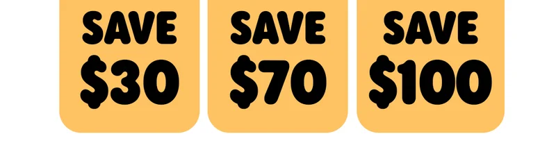 Spend $150 Save $30, Spend $250 Save $70, Spend $350 Save $100