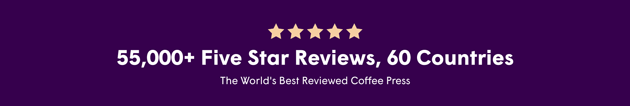 55,000+ five star reviews, 60 countries