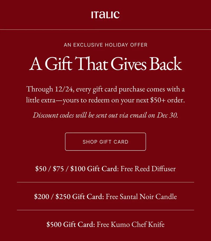 An Exclusive Holiday Offer