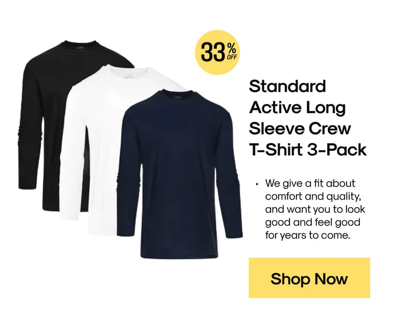 Standard Active Long Sleeve Crew T-Shirt 3-Pack