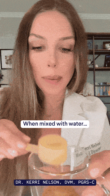 Clip of Dr. Kerri Showing How Psyllium Husk Firms Up Stool By Mixing Pumpkin Plus with Water