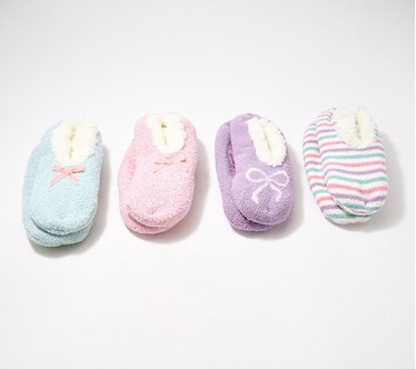 MUK LUKS Set of 4 Aloe Infused Ballerina Slipper Socks