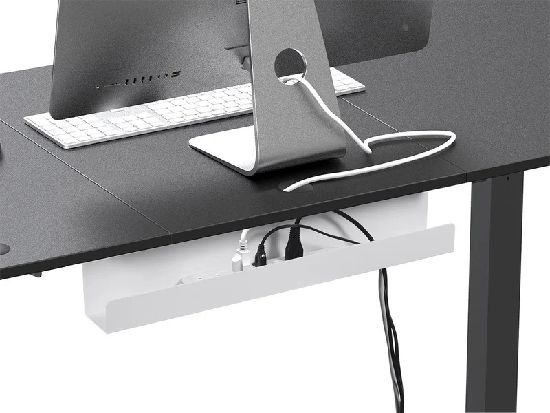Workstream by Monoprice Under Desk Power Supply and Wire Management Cable Tray Organizer, Steel, White