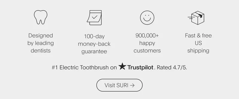 designed by leading dentists | 100-day money-back guarantee | 900,000+ happy customers | fast & free us shipping - visit suri