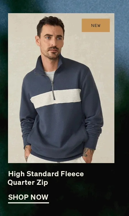 High Standard Fleece Quarter Zip in Blue Nights Surf Stripe
