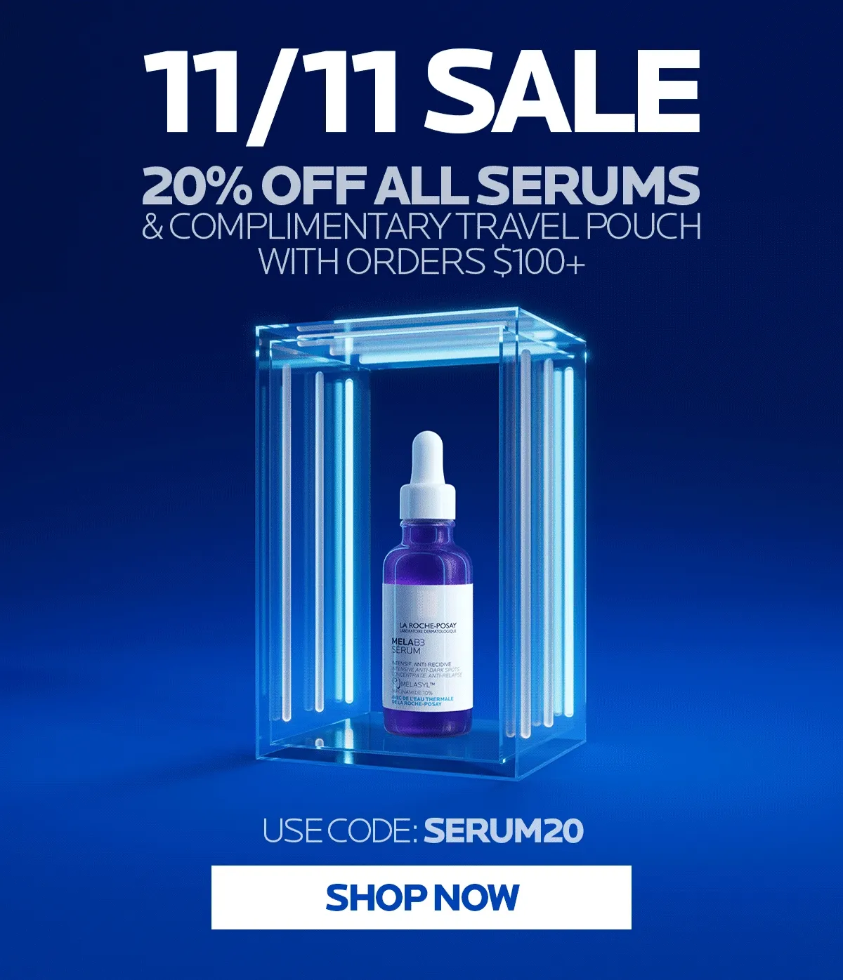 Shop 20% off all serums with code: discount code