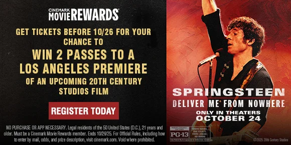 SPRINGSTEEN: DELIVER ME FROM NOWHERE | GET TICKETS BEFORE 10/26 FOR YOUR CHANCE TO WIN 2 PASSES TO A LOS ANGELES PREMIERE OF AN UPCOMING 20TH CENTURY STUDIOS FILM | REGISTER TODAY >