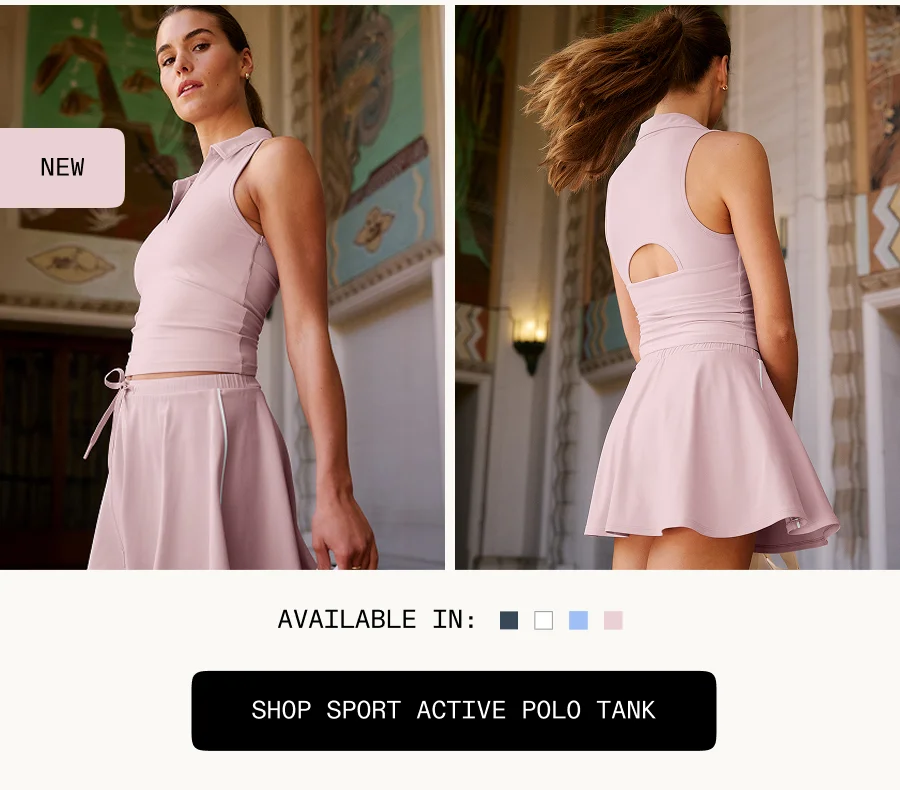 Sport Active Polo Tank in Blush Blooms