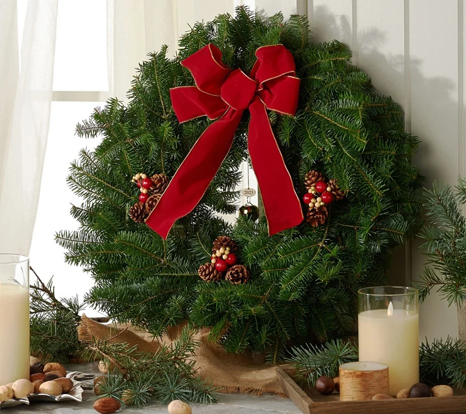 Del. Week 12/16 Fresh Balsam Jingle Bell Wreath by Valerie