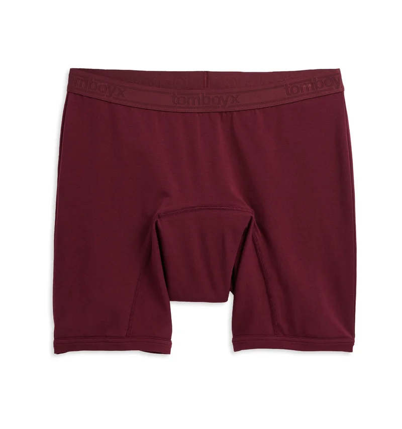 Image of First Line Period 9" Boxer Briefs - Black Cherry