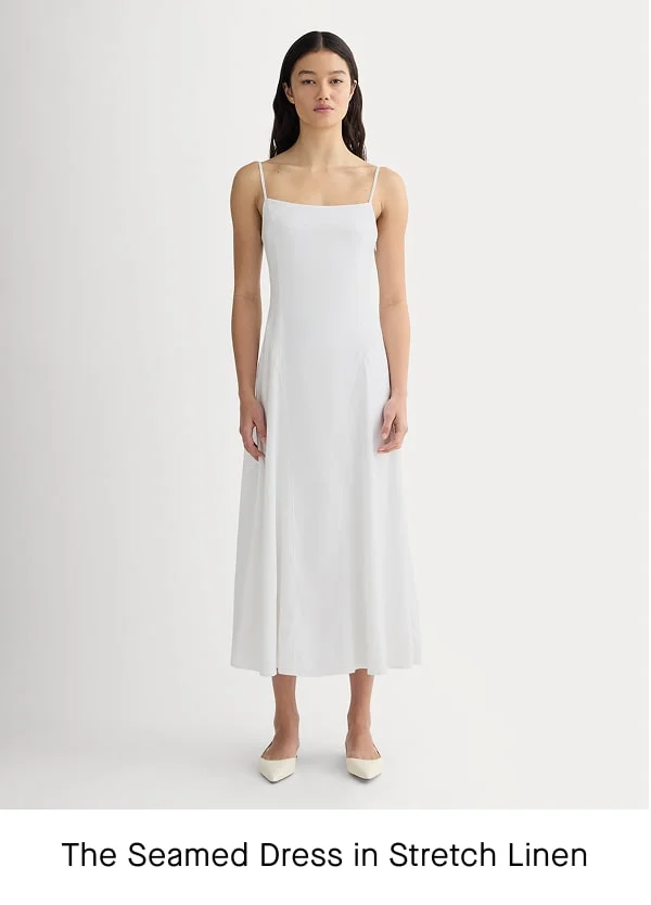 [Image] The Seamed Dress in Stretch Linen | White