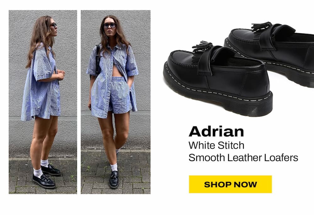 Adrian White Stitch Smooth Leather Loafers