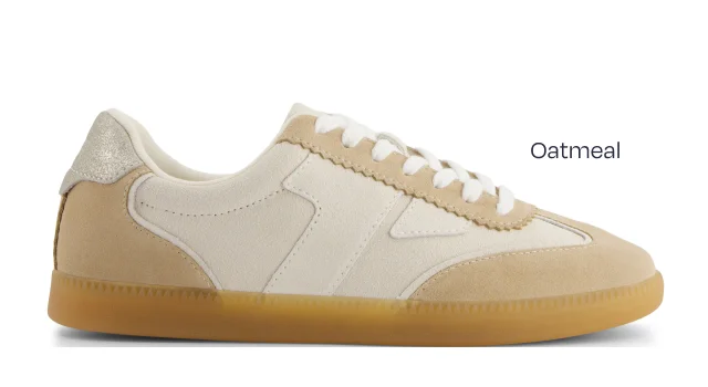 Collins Oatmeal Multi Suede and Leather Lace Up Sneaker - Image