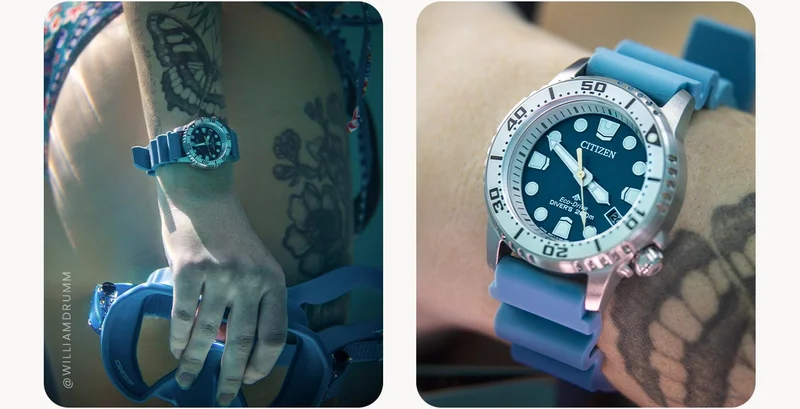 If you’re looking for added versatility, the 37mm Promaster Dive features a smaller dial and vibrant colors, making it the perfect companion for everyday wear and spontaneous adventures. [Shot by William Drum]