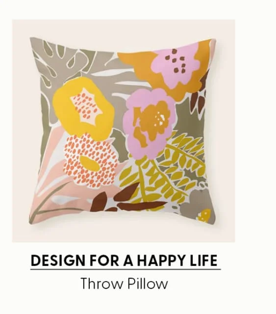 Design for a happy life retro colors Throw Pillow