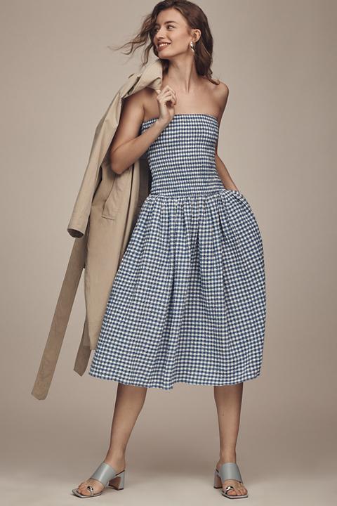 Maeve Strapless Smocked Midi Dress