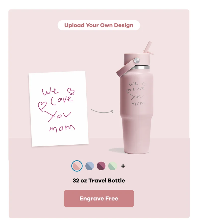 Upload Your Own Design. 32 oz Travel Bottle | Engrave Free