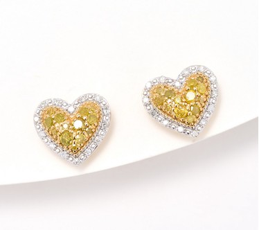 Affinity Diamonds Colored Heart 0.47cttw Studs, Sterling Silver