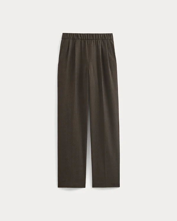 Image | Pleated Trouser in Tailor Twill | Heathered Fudge