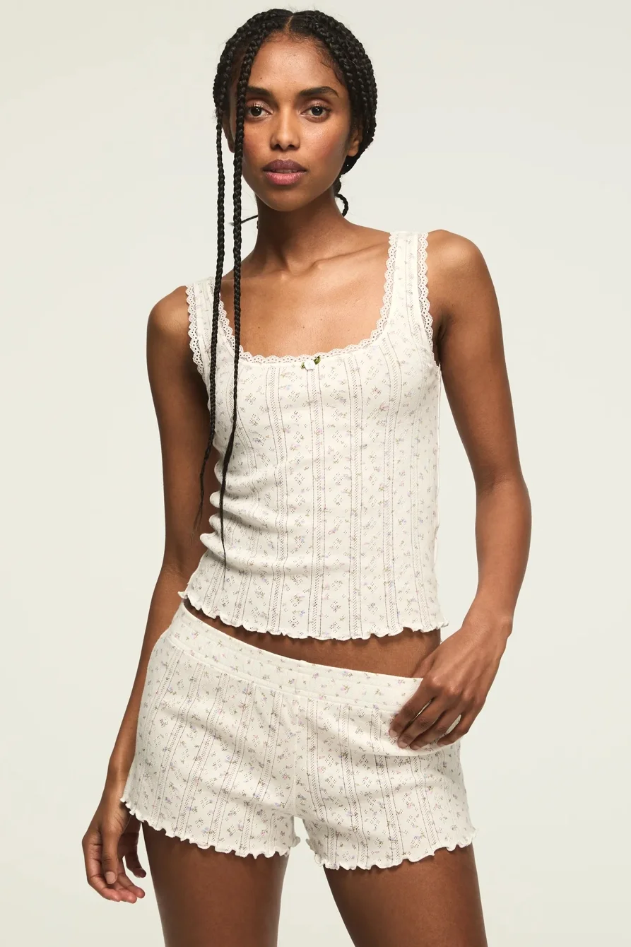 Image of Lucky Brand Pointelle Floral Set in Whisper White Multi