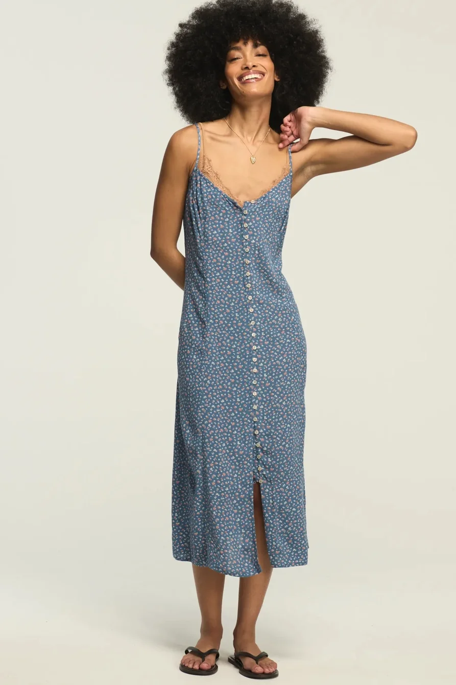 Image of Lucky Brand Conversational Simone Slip in Blue Ditsy