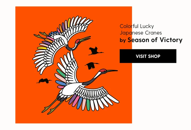 Colorful Lucky Japanese Cranes by Season of Victory | Visit Shop