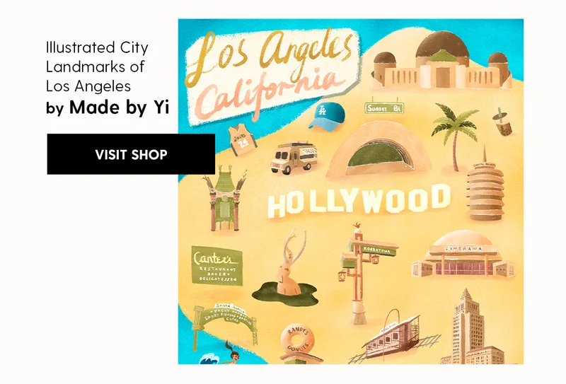 Illustrated City Landmarks of Los Angeles by Made by Yi | Visit Shop
