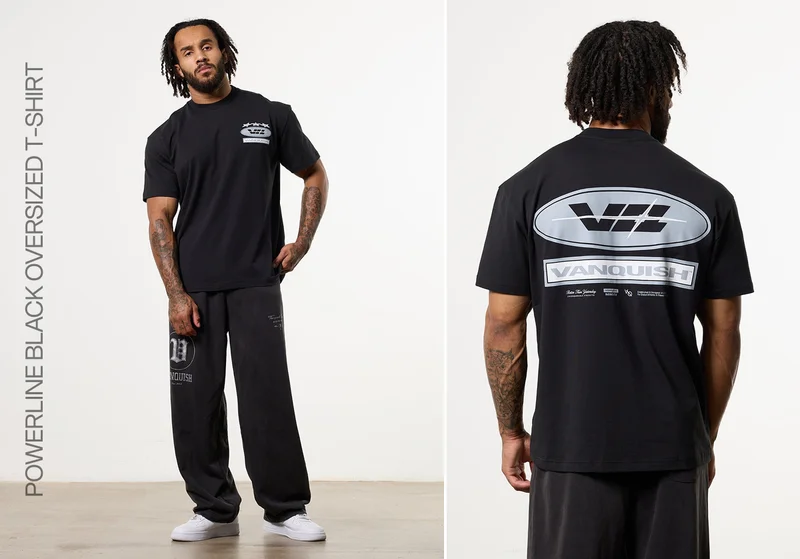 POWERLINE BLACK OVERSIZED T-SHIRT