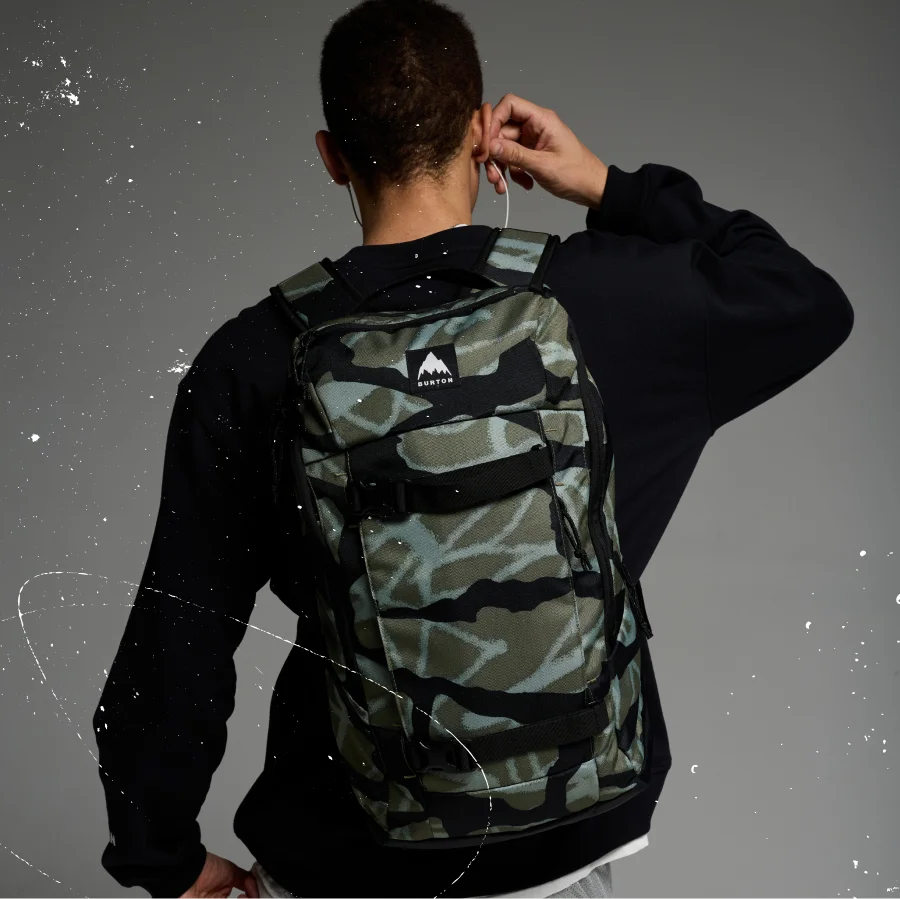Burton Kilo 2.0 2L Backpack in a camo print on a model