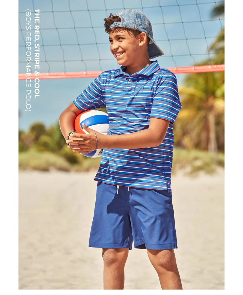 Boys Performance Polo: The Red, Stripe & Cool