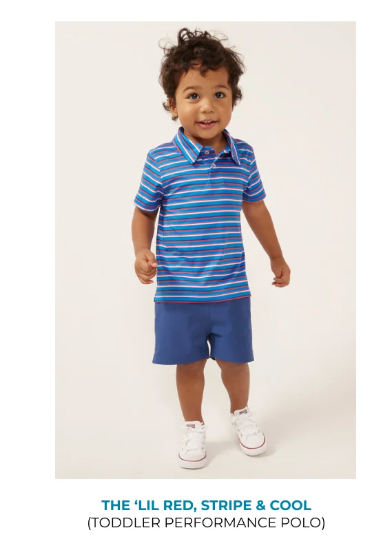 Toddler Performance Polo: The 'Lil Red, Stripe & Cool