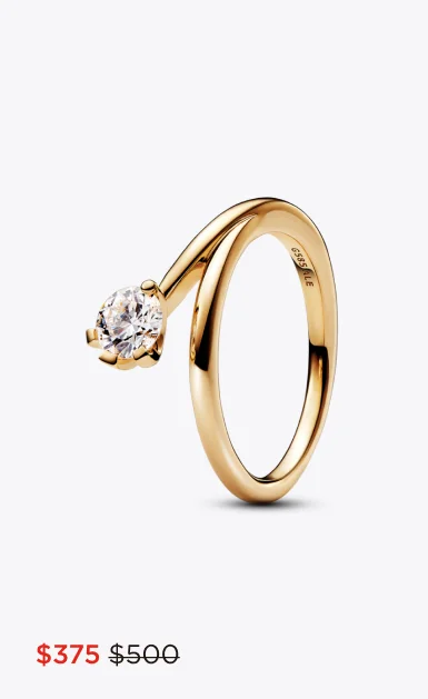 Pandora Nova 14k Gold Lab-grown Diamond Asymmetric Ring
