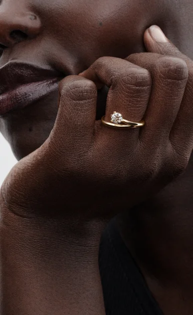 Pandora Nova 14k Gold Lab-grown Diamond Asymmetric Ring