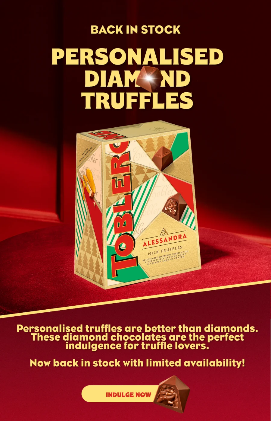 personalised diamond chocolate truffles