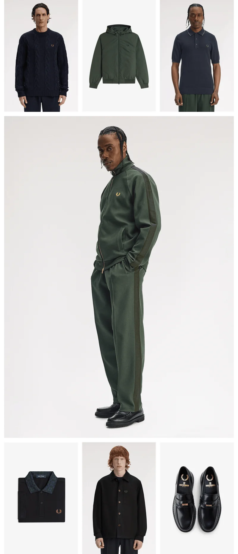 A selection of New Releases from Fred Perry including Knitwear, Polos, footwear and Jackets