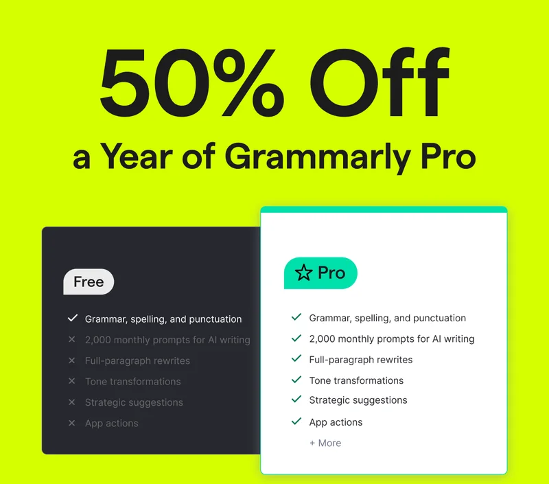50% Off a Year of Grammarly Pro
