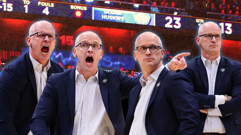 Image may contain: Dan Hurley, Dan Hurley, Head, Person, Face, Adult, Clothing, Formal Wear, Suit, Angry, and Accessories