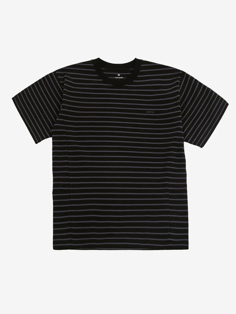 Image of Snow Peak Heavy Cotton Border T-Shirt - Black/Grey