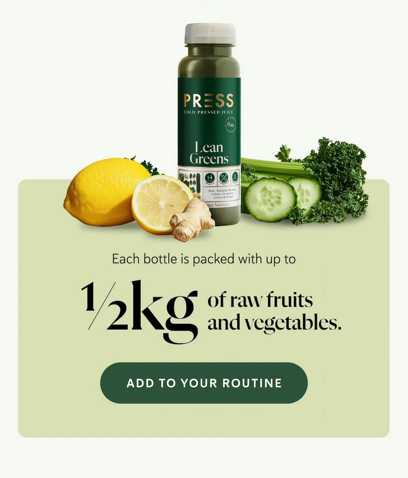 Each bottle is packed with up to  ½kg of raw fruits and vegetables.