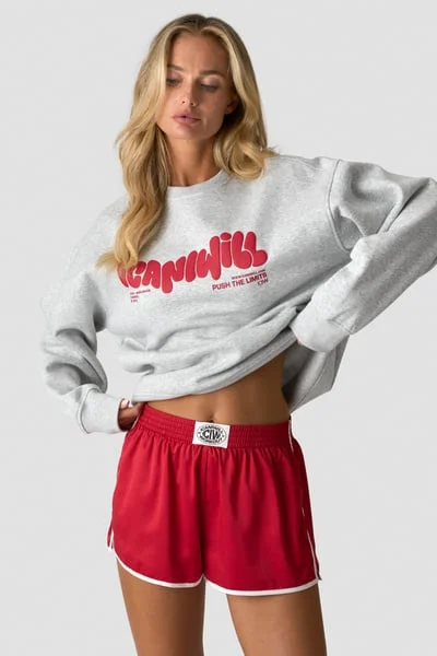 Image of Everyday Relaxed Crewneck Print Light Grey Melange