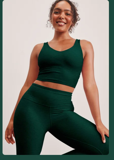 Spacedye Good Day Cropped Tank in Dark Spruce Green Heather