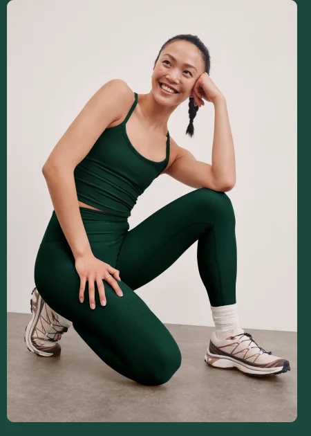 Spacedye Slim Racerback Cropped Tank in Dark Spruce Green Heather
